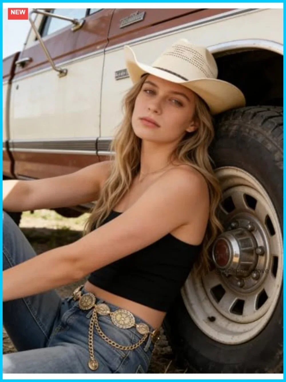 Western Metal Concho Belt for Women Cowgirl Chain Belt for Dresses Jeans